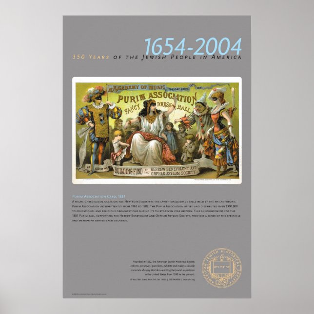 Poster Cartão de Associação Purim, 1881 (Frente)