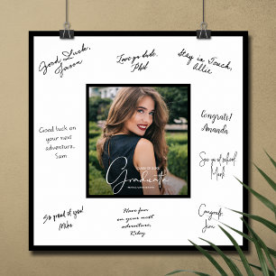 Poster Cartão de Autógrafo de Formatura com Borda Preta
