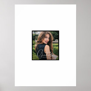 Poster Cartão de Autógrafo de Formatura com Borda Preta