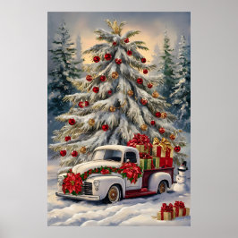 Poster Cartão de Boas Festas de Natal Antigo – Majestoso 
