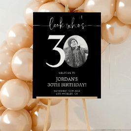 Pôster Cartão de Boas-Vindas de 30º Aniversário Preto | O