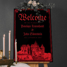Poster Cartão de Boas-Vindas de Casamento Borda de Castel