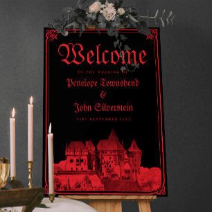 Poster Cartão de Boas-Vindas de Casamento Borda de Castel