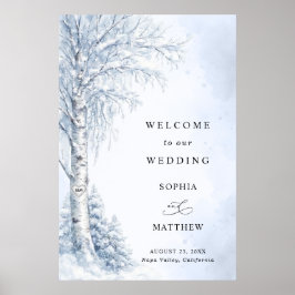 Poster Cartão de Boas-Vindas de Casamento com Bétula Cong