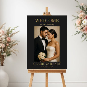 Poster Cartão de Boas-Vindas de Casamento Moderno Preto M