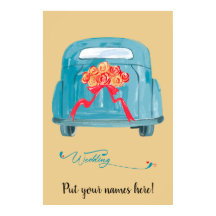Cartão de Boas-Vindas de Casamento Retro Teal Geta