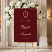 Cartão de Boas-Vindas de Casamento Vintage Crest B