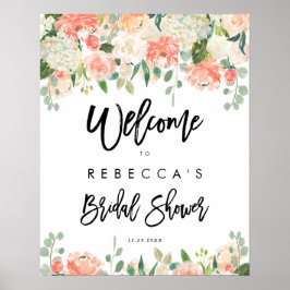 Poster cartão de boas-vindas para chá de noiva com flores