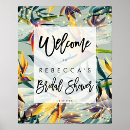 Poster cartão de boas-vindas para chá de noiva floral tro