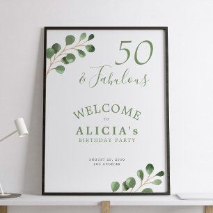 Poster cartão de boas-vindas para festa elegante de 50 an