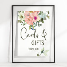 Cartão de Casamento Floral Casca de Ovo e Blush & 