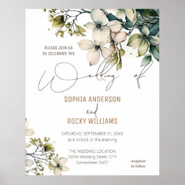 Poster Cartão de casamento Floral de Boho Cute Wildflower