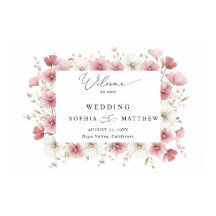 Cartão de Casamento Flores Rosa Selvagem