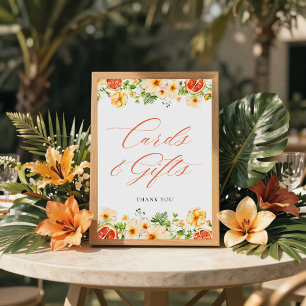 Poster Cartão de Chá de Noiva Floral de Citrus e Sinal de