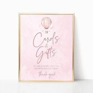 Poster Cartão de Chuvinha de Bebê Balão de Ar Quente e Si