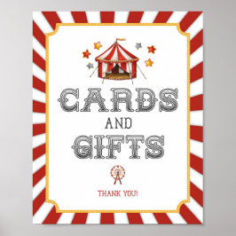 Poster cartão de circo e sinal do partido presentes