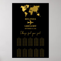 Cartão de Embarque Casamento Preto Dourado