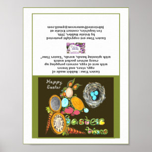 Poster Cartão de Felz pascoa para observação do coelho de