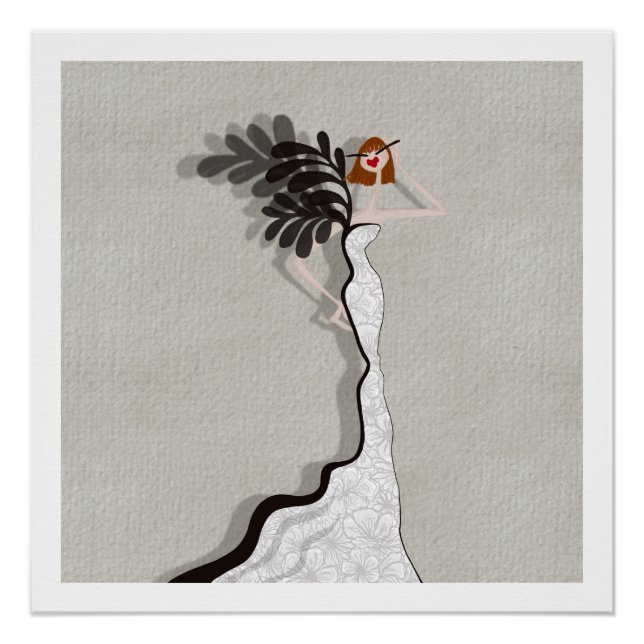 Pôster Cartão de Ilustração de Moda de Alta Coutura Glamo (Frente)