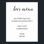 Poster Cartão de Menu de Bebidas de Caligrafia Elegante C<br><div class="desc">Deixe seus convidados saberem quais bebidas estão disponíveis em seu casamento com este cartaz de menu de bar charmoso. Parte da coleção Alejandra.</div>