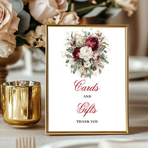 Poster Cartão de Mesa Modern Blush Burgundy para Presente