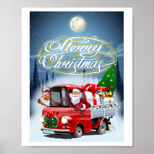 Poster Cartão de Natal com caminhão do Papai Noel de dese