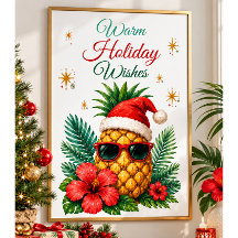 Cartão de Natal de Abacaxi Tropical | Férias Quent