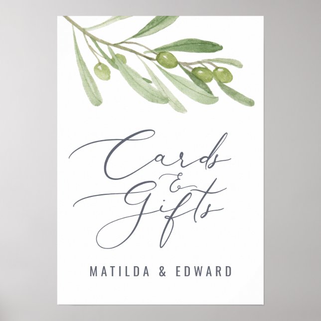 Poster Cartão de noiva de oliveira e orçamento de present (Frente)