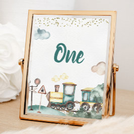 Poster Cartão de Número de Mesa de Aniversário do Comboio