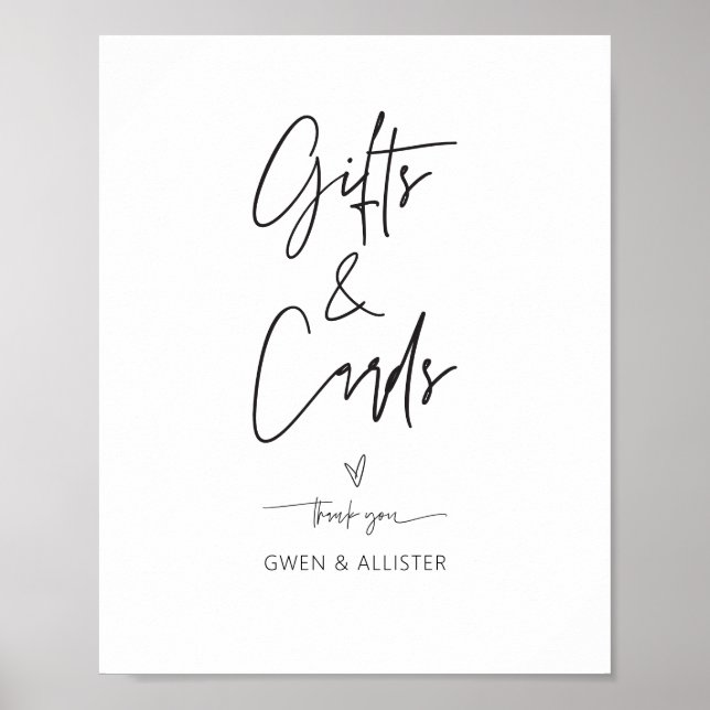 Poster Cartão de Presente de Casamento Sinal Tabela Recep (Frente)
