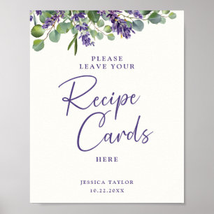 Poster Cartão de Receita de Chá de Noiva Floral Elegante 