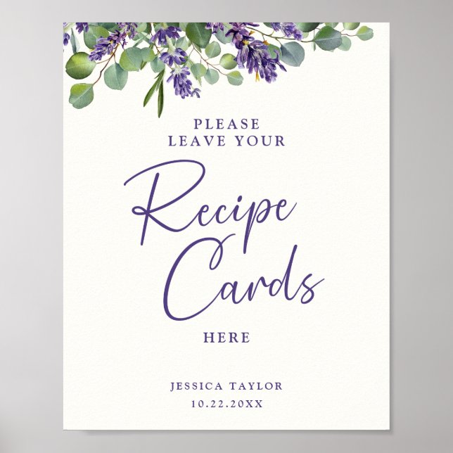 Poster Cartão de Receita de Chá de Noiva Floral Elegante  (Frente)