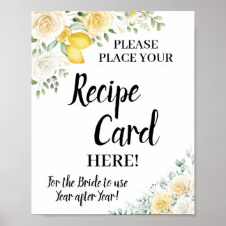 Poster Cartão de Receita Lembrança de Chá de Noiva Lemons