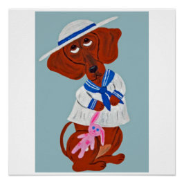 Pôster Cartão de Saudação Dobrado de Dachshund