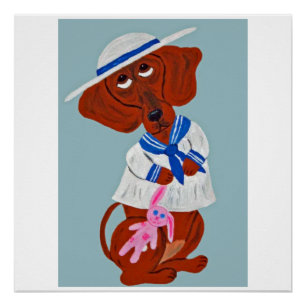 Pôster Cartão de Saudação Dobrado de Dachshund