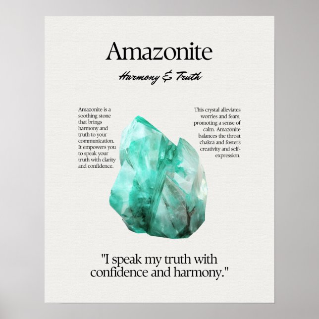 Poster Cartão de Significado de Cristal Gem Amazonite (Frente)