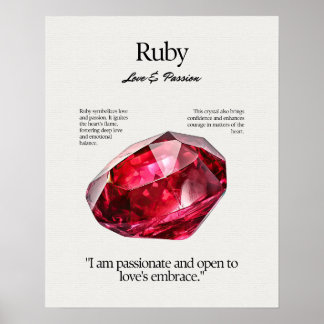Poster Cartão de Significado de Cristal Ruby Gem