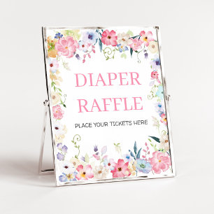 Poster Cartão de Sorteio de Fraldas Floral Baby in Bloom
