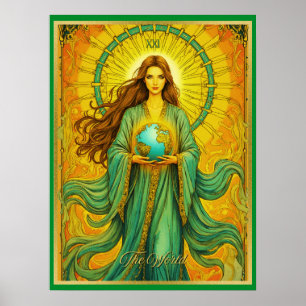 Poster Cartão de Tarô Art Nouveau O Mundo