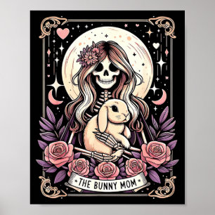 Poster Cartão de tarô da mamãe coelho fofa esqueleto lua