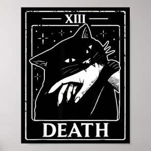 Poster Cartão de Tarô Gato Preto Vintage Agência Governam