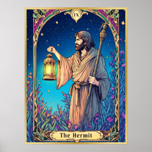 Poster Cartão de Tarot Art Nouveau, O Eremita