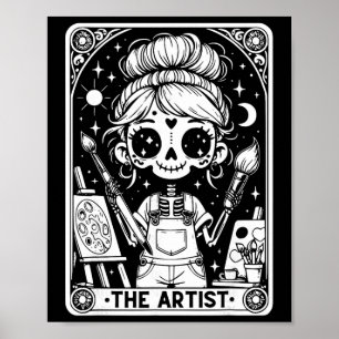 Poster Cartão de Tarot de Artista Pintor de Esqueleto Pro
