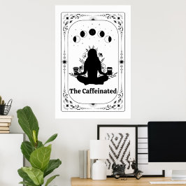 Poster Cartão de Tarot de Ioga para Amantes de Café Zodía