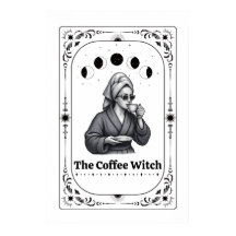Cartão de Tarot Editável de Bruxa Amante de Café C