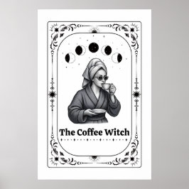 Poster Cartão de Tarot Editável de Bruxa Amante de Café C
