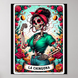 Poster Cartão de Tarot La Chingona Dia das Bruxas Dia De