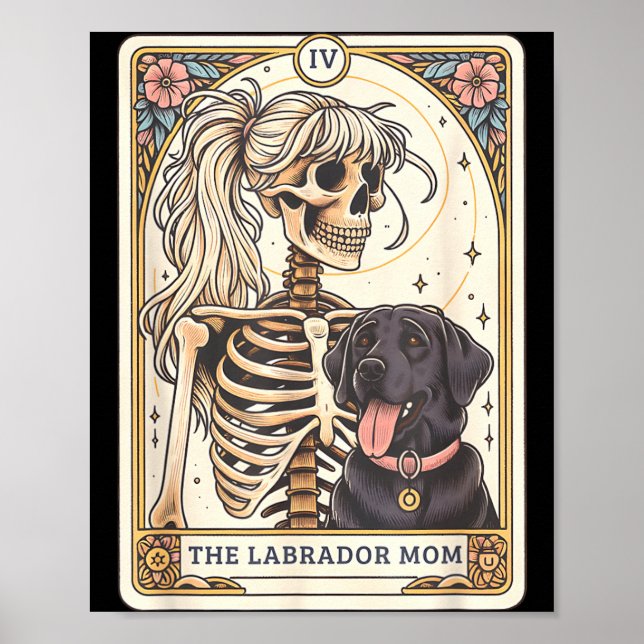 Poster Cartão de Tarot Mãe do Lab Negro Esqueleto de Labr (Frente)