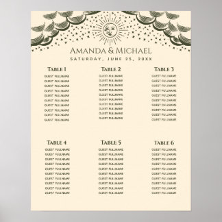 Poster Cartão de Tarot Olive Sun Moon Gráfico de Assentos