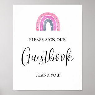 Poster Cartão de Visita de Bebê Menina Arco-Íris para Chá
